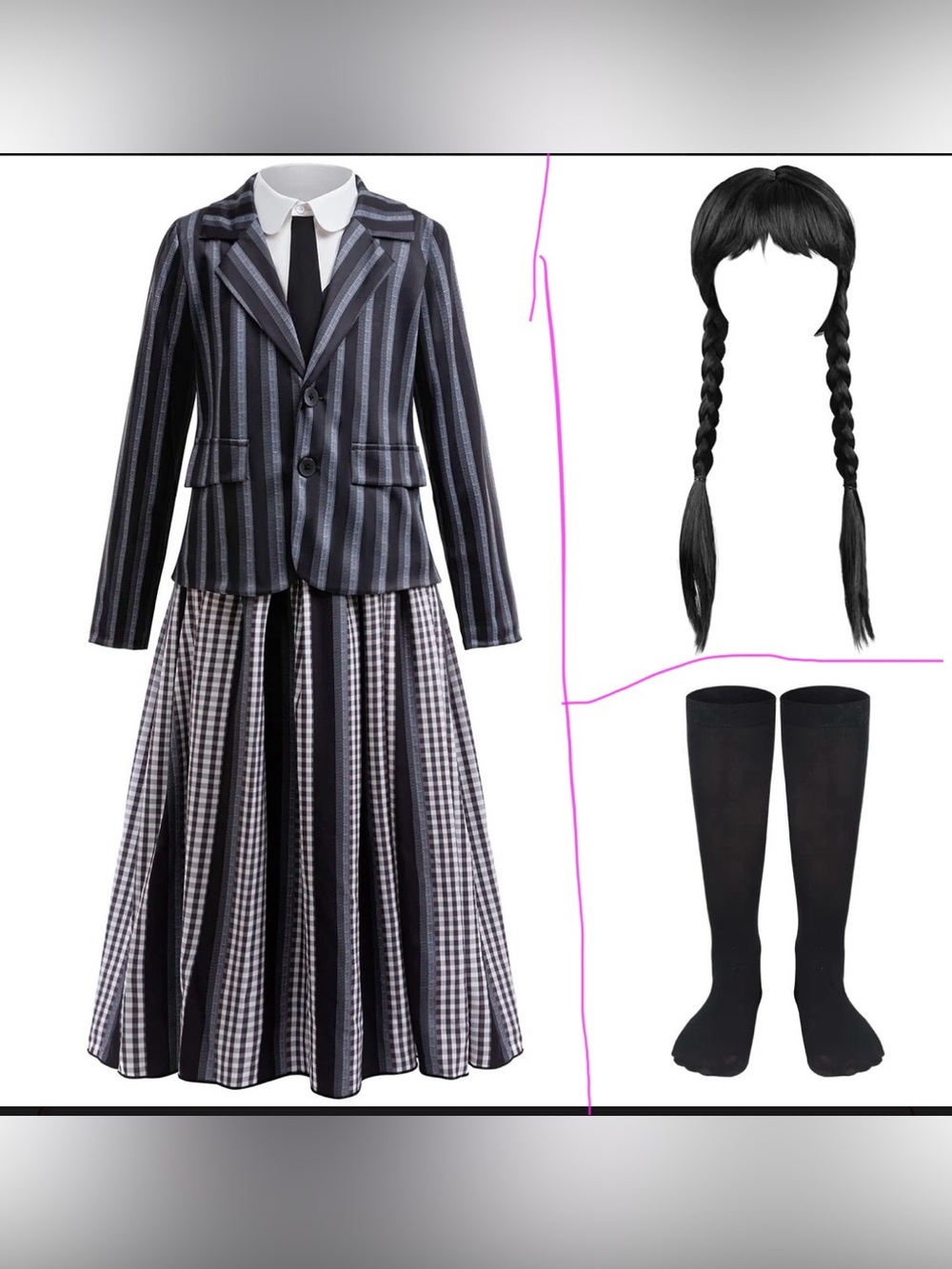 Girls Wednesday Adams Black Kids Costume